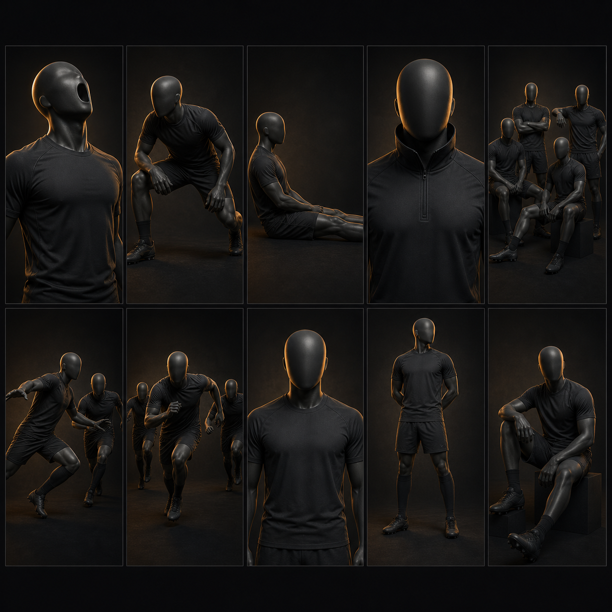 Ayzelify teamwear pose sheet for sportswear kit design presentations